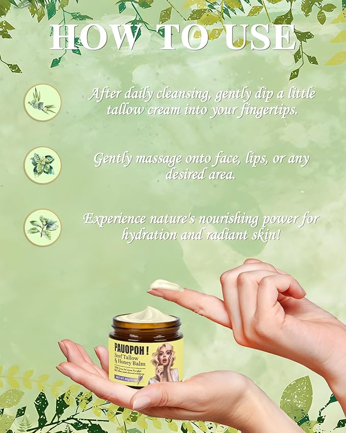 Beef Tallow for Skin - Whipped Tallow Balm with Manuka Honey, Handmade Moisturizer for Sensitive Skin (Lavender)