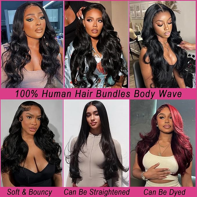 13 x 4 Lace Frontal Closure Body Wave Ear to Ear HD Lace Frontal Pre Plucked 16 Inch Body Wave Human Hair Frontal Closures Free Part 150% Density Natural Black Color