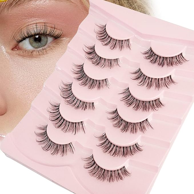 Wispy Lashes D Curl False Eyelashes Natural Look NINGLASH Strips Eyelashes Fake Eyelash Pack 14mm Faux 3D Mink Lashes Strips 6 Pairs