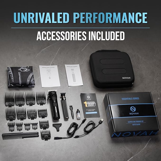 Novah Professional Hair Clippers for Men, Professional Barber Clippers and Trimmer Set, Mens Cordless Clipper, Fade Haircut Kit, Electric Hair Cut Machines