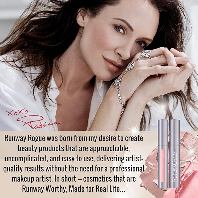 Runway Rogue LuxGloss Kit with Moisturizing Lip Gloss Tube, Photo Filter and Lip Liner Pencil, Nude Awakening