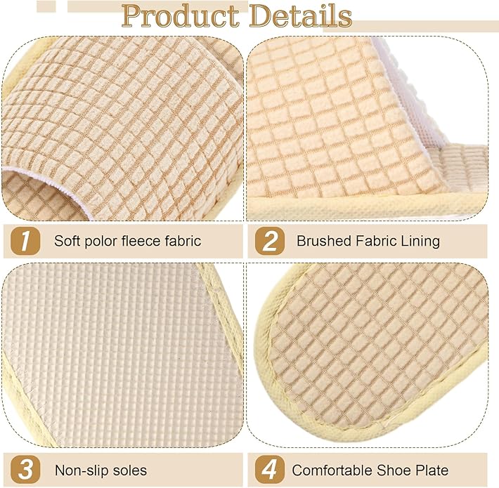 12 Pairs Disposable Slippers for Guests Open Toe Spa Slippers Bulk Disposable Sandals Soft Fleece for Man Women Spa Hotel Wedding Shoeless Home