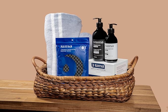 Sima - Bundle - Exfoliating Face & Body Scrub Towel White + Gentle Face Cloth