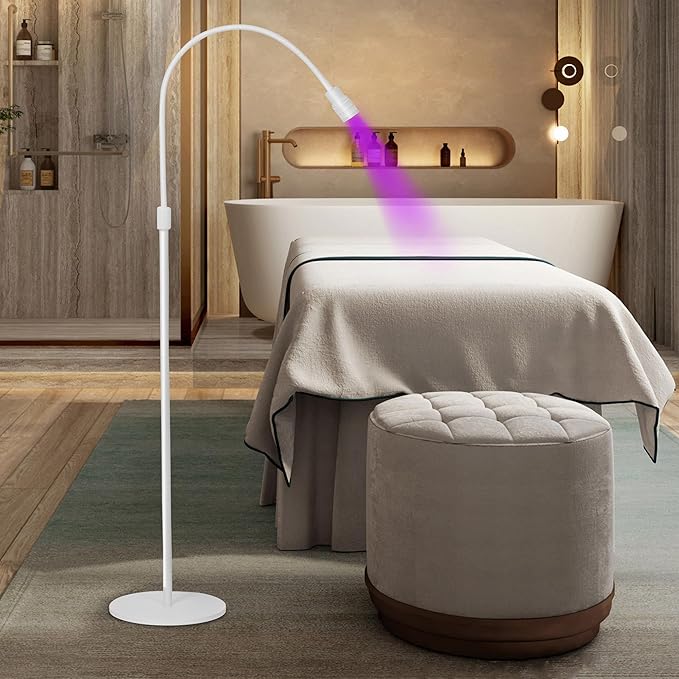 12W UV Lash Light with Foot Pedal, Rapid Dry in 2 Seconds Lash Lamp for Eyelash Extension Grafting Eyebrow Beauty Salon, Adjustable Angle and Light Spot Size, Lash Lamp for Eyelash Tech (White)