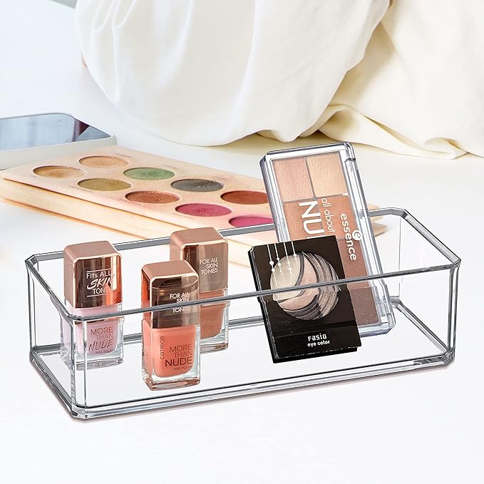 Amazing Abby - Glamour - Acrylic 1-Compartment Makeup Organizer, Transparent Plastic Lipstick Holder, Perfect Bathroom Vanity Storage Solution for Lipsticks, Nail Polishes, and More