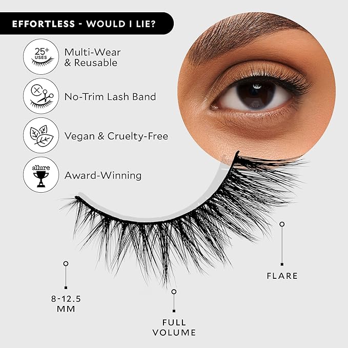 Velour Effortless Lashes, Natural Looking False Eyelashes, Fluffy & Lightweight No Trim Eyelashes, Reusable Fake Lashes For All Eye Shapes, Vegan & Cruelty-Free, Lash Glue not Included (Would I Lie?)