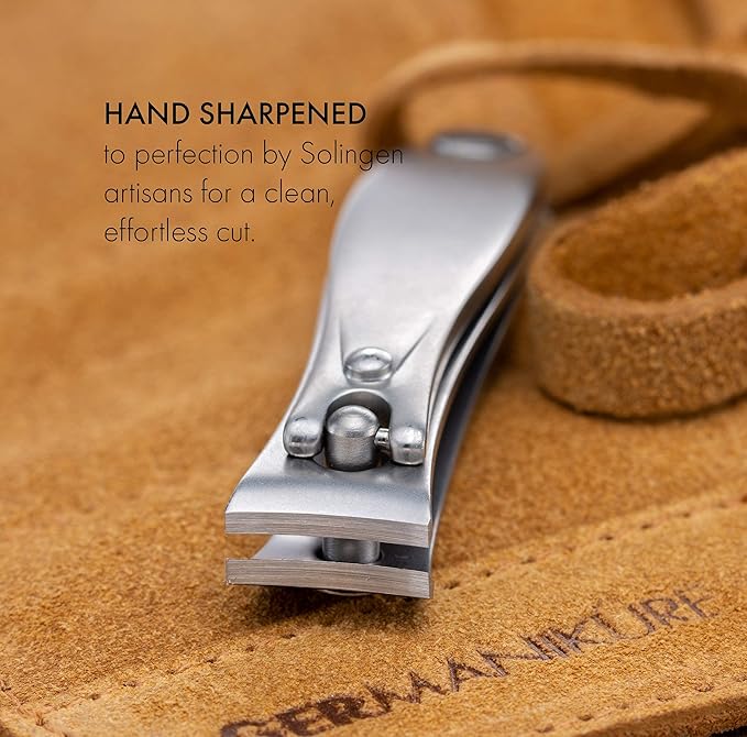 GERMANIKURE 5pc Manicure Set in Leather Case - FINOX Stainless steel tools handmade in Solingen Germany – Professional Nail and Cuticle Care Travel Implements