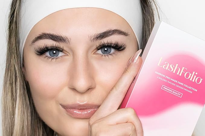 LLBA LashFolio Narrow Wispy Fans | Handmade Volume Eyelashes | Multi Selections From 5D To 10D | C CC D Curl | 0.03~0.07 mm | 8-13mm Length | Long Lasting | Easy Application (7D-0.05 D 8mm-13mm)