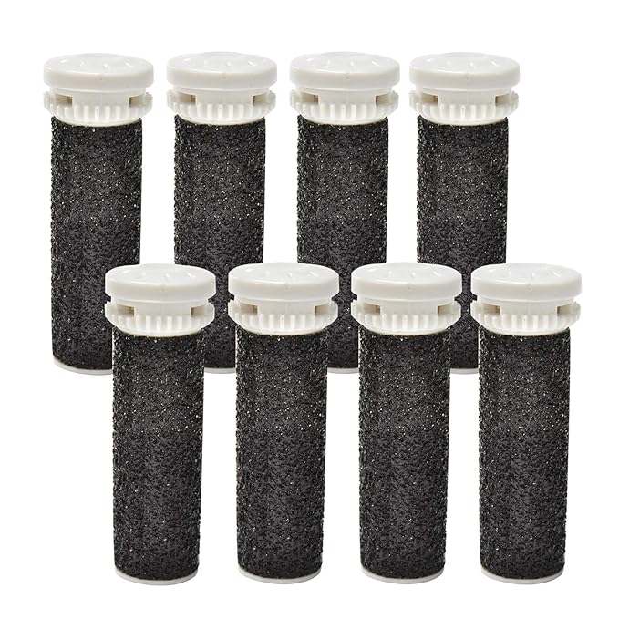 8 Pack Black Replacement Roller Refills Compatible with Scholl Express Pedi Foot Smoother-Extra Coarse