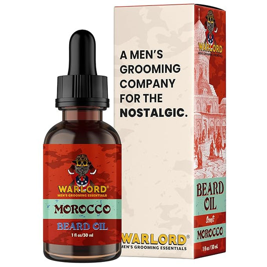 WARLORD Beard Oil & Beard Softener for Men - Beard Moisturizer & Natural Beard Oil to Reduce Itchy Skin, Tame Hair and Manage Frizz - Morocco, 1 Fl Oz