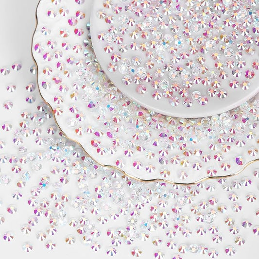 10000PCS Transparent AB Rhinestones Bulk, Flat Back Crystal Glass Stone Round Gems,SS16, 3.8-4.0mm