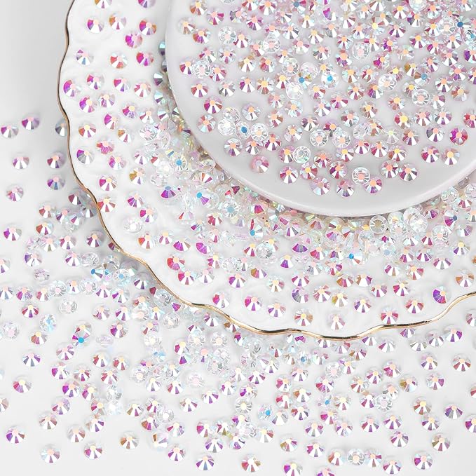 10000PCS Transparent AB Rhinestones Bulk, Flat Back Crystal Glass Stone Round Gems,SS20, 4.6-4.8mm