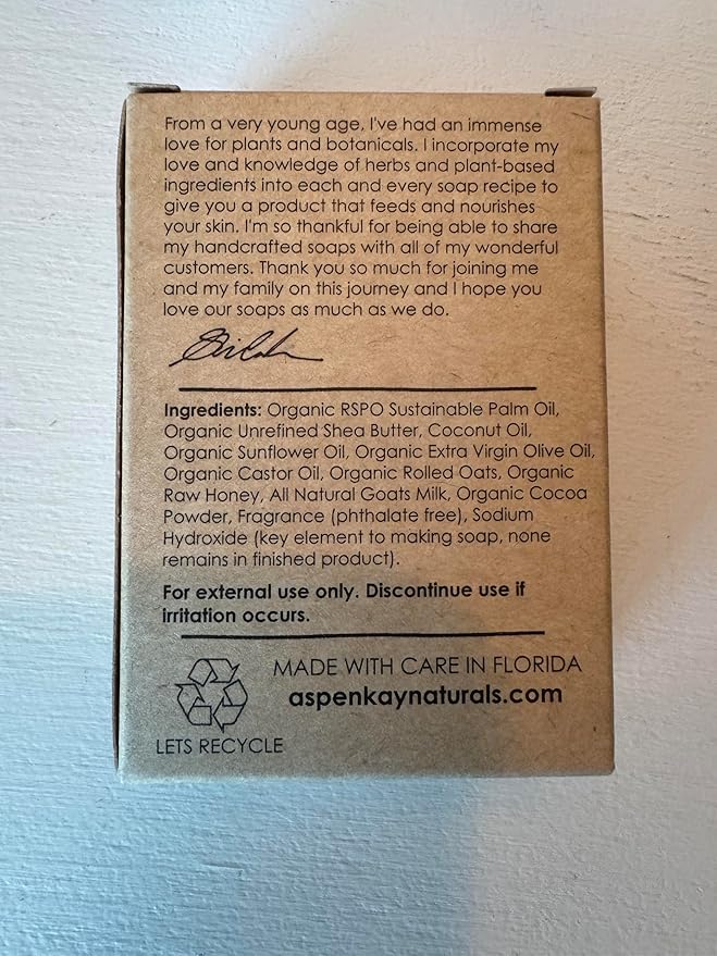 Aspen Kay Naturals Handmade Oatmeal Soap Bar for Face & Body – Made with Organic Raw Honey, Goats Milk, Organic Shea Butter - Exfoliating Soap – For All Skin Types - Made in the USA 4.5 oz