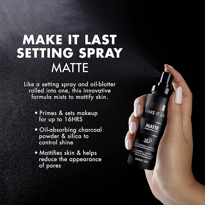 Milani Make It Last Original - Natural Finish 3-in-1 Primer and Setting Spray + Make it Last Matte - Matte Finish Charcoal Primer and Setting Spray for Oily Skin