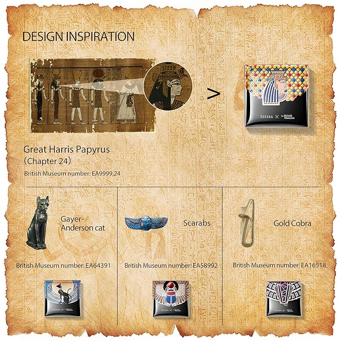 zeesea Egypt Eyeshadow Palette The British Museum Collection, Matte Shimmer Glitter Blendable High Pigmented 16 Shades Eye Makeup Palette (04# Cobra)