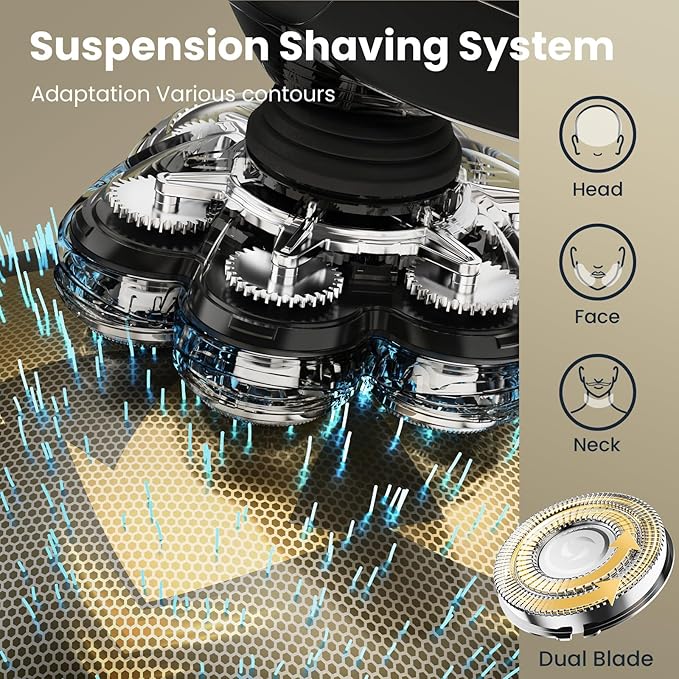 7D Head Shavers for Bald Men, SHPAVVER Detachable Head Shaver LED Display Dry Wet Bald Head Razor, IPX7 Waterproof Head Shavers with Type-C Charge