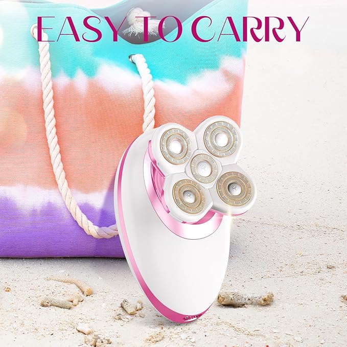 Electric Razors for Women Legs, Flawless Electric Shaver for Women, Rechargeable Waterproof Women's Bikini Trimmer for Arms Legs Underarms Pubic Area, Wet Dry Body Hair Remover (Pink)