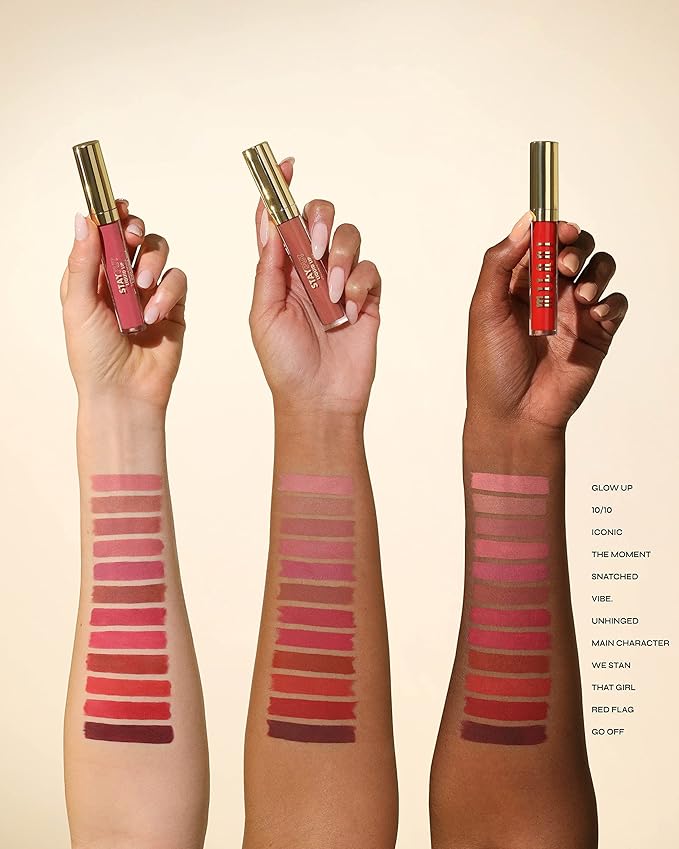 Milani Stay Put Longwear Liquid Lipstick Vibe + Understatement Lipliner Pencil - Highly Pigmented Retractable Soft Lip Liner Pencil + Keep It Full Nourishing Lip Plumper - Nude Shimmer