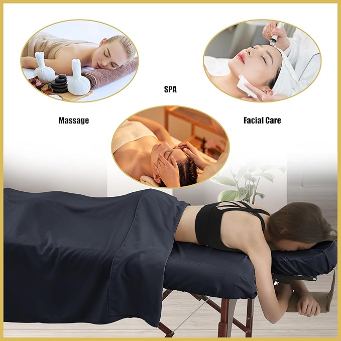 2 Sets Microfiber Massage Table Sheet Sets 3 Pcs Massage Bed Cover Soft Wrinkle Free Includes Massage Fitted Sheet,Massage Sheets and Face Cradle Cover for SPA Beauty Salon Tattoos (Black)