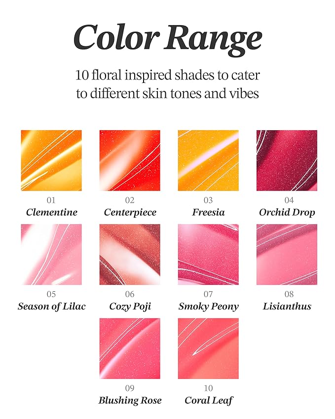 Glint Tint Glosser (Clementine, 0.09oz) - Hydartions, Moisturizing Plumping Lip Gloss with Radiant Shine, Long Lasting, Korean Skin Care. Provence Rose & Calendula Extract.