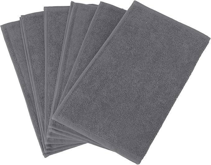 RosenSoft Oversized Wash Clothes-16x14 in Extra Large Wash Cloths for Body and Face, Hand Gym Spa- Fingertip Towels for Bathroom, Bath Towel Set (Grey, 6)