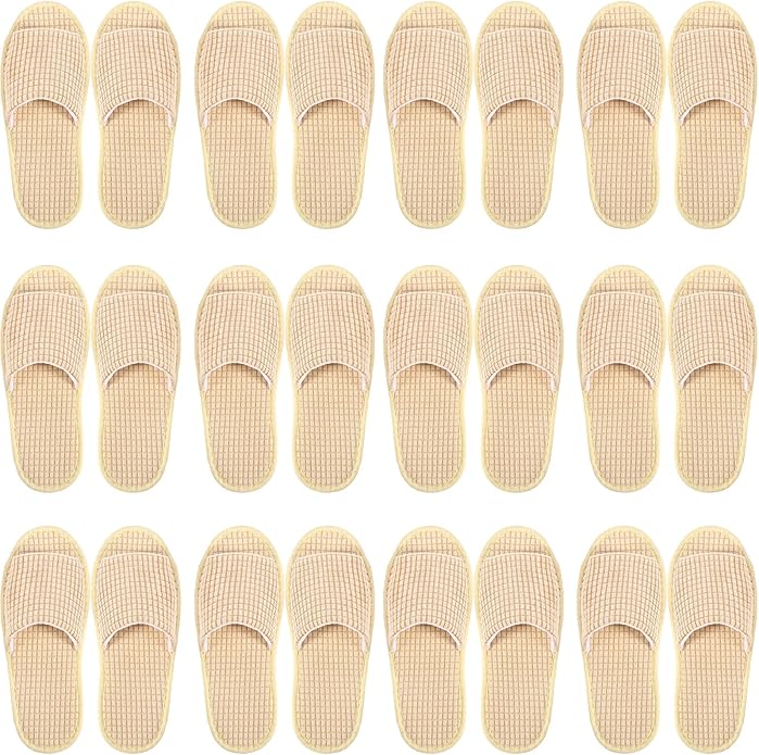 12 Pairs Disposable Slippers for Guests Open Toe Spa Slippers Bulk Disposable Sandals Soft Fleece for Man Women Spa Hotel Wedding Shoeless Home