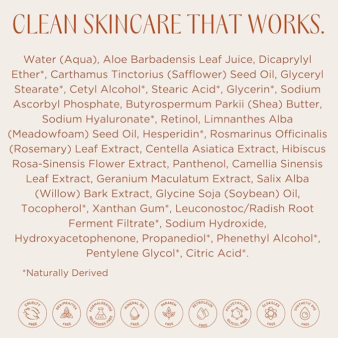 InstaNatural Retinol Moisturizer Nighttime Face Moisturizing Cream, Brightens and Reduces Signs of Aging, Wrinkles, Lines and Discoloration, with Vitamin C and Hyaluronic Acid, 3.4 Fl Oz