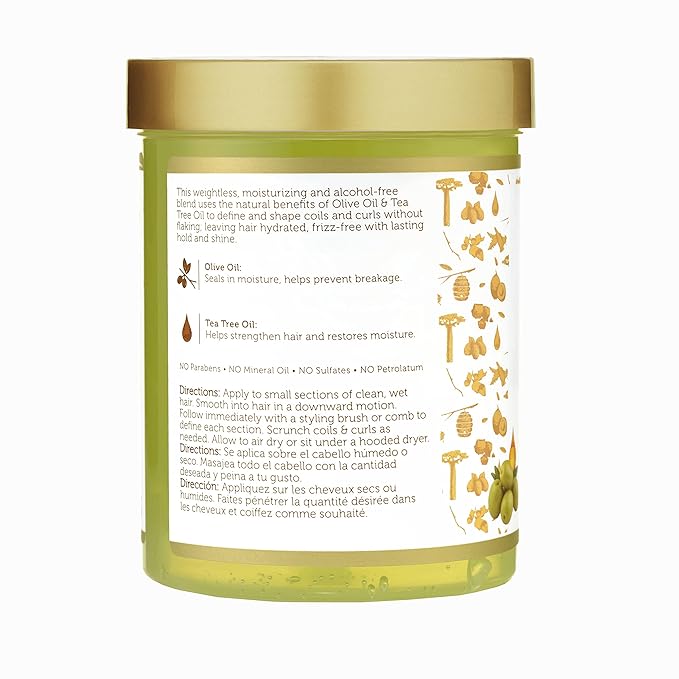 African Pride Moisture Miracle Olive & Tea Tree Oil Max Hold Styling Hair Gel (3 Pack), For Natural Coils & Curls, 18 oz