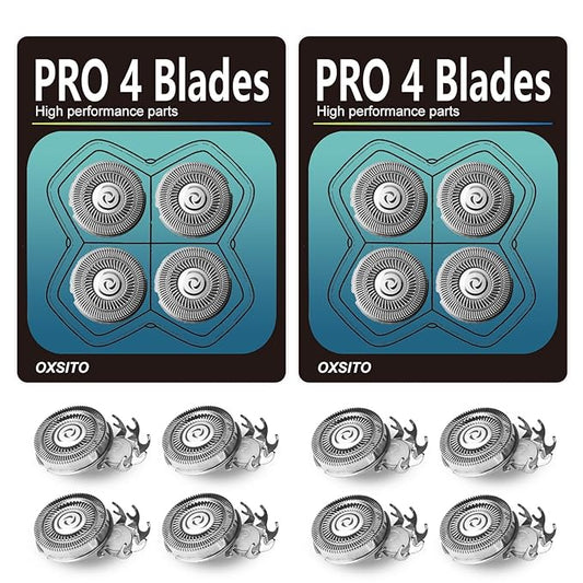 8Pack Pro 4 Head Replacement Blades for Pitbulls Bald Head Razors Gold PRO, Silver PRO, Platinum PRO… Series, Precision Replacement Blades for Head, Face, and Body Grooming.