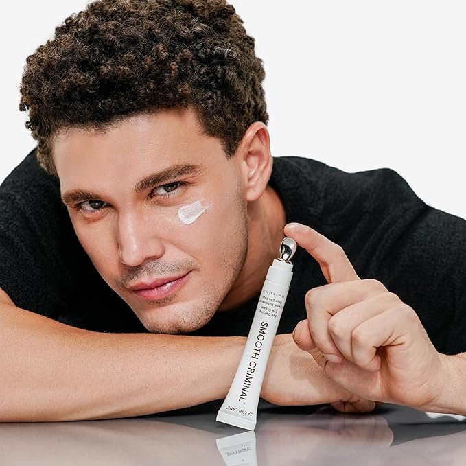 Under Eye Cream for Dark Circles and Puffiness | SMOOTH CRIMINAL Age Defying Niacinamide and Caffeine Eye Cream for Puffy Eye Bags Treatment for Men Anti Aging & Wrinkle Removal with Bakuchiol