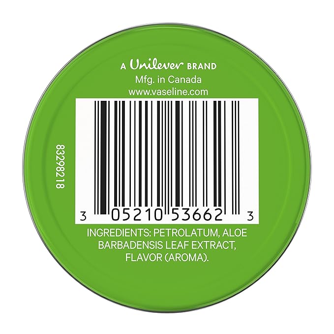 Vaseline Lip Therapy Lip Balm Tin, Aloe Vera, 0.6 oz