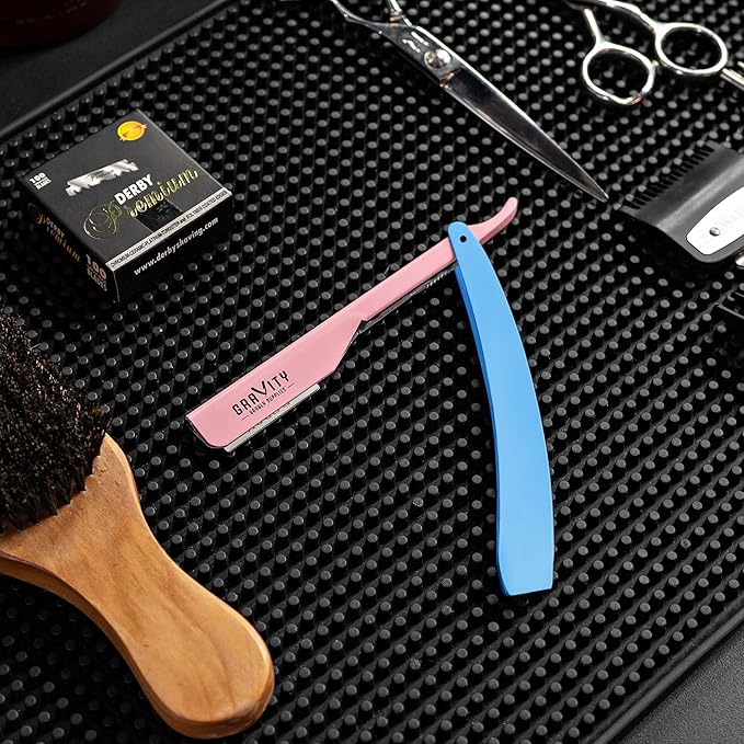Professional Straight Razor - Ultra Exposed Straight Razor Kit with 10 Gravity Premium Blades, 2mm Exposed (Spun Sugar)