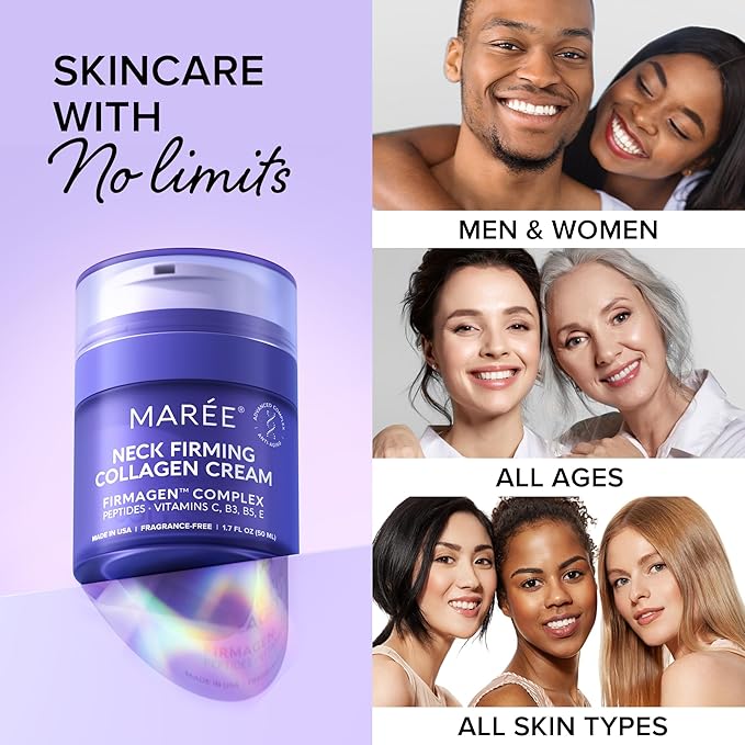 MAREE Neck Cream - Neck Creams for Tightening and Firming with Hyaluronic Acid - Face Moisturizer for Women - Skin Care Tighten and Lift - Facial Lifting - Anti Aging & Wrinkles Treatment - 1.7 fl oz