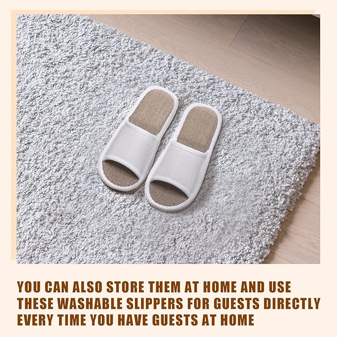 16 Pairs Open Toe Breathable Slippers Bulk Disposable Slippers for Guests Washable House Slipper for Women Men Non Slip Spa Slipper Comfortable Slipper Bulk for Guests Home Bedroom Hotel Travel Unisex
