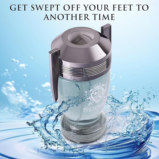 Victorious for Men Eau De Toilette - Woody & Aquatic Fragrance - Aromatic Bay Leaf & Jasmine & Woody Base of Guaiac Wood, Patchouli, Oak & Ambergris - Fresh & Sporty Composition - 100ml Spray Bottle