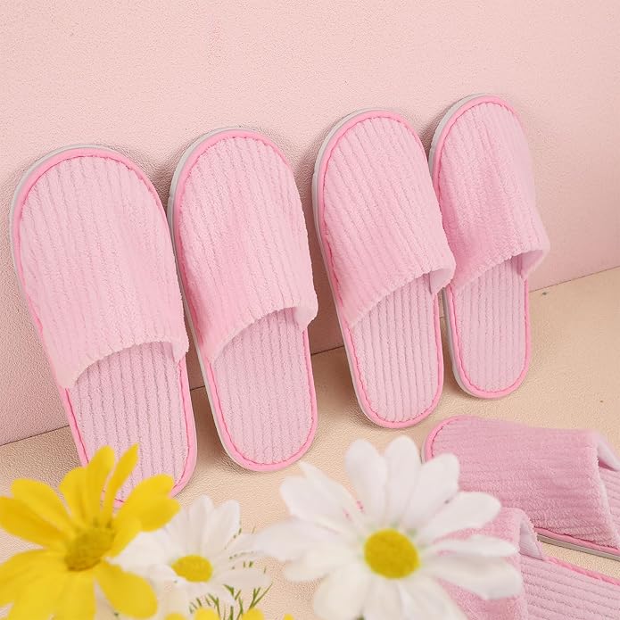 Panitay 20 Pairs Reusable Spa Slippers for Guests Washable House Slippers with Triple Layer Coral Fleece for Home Indoor Hotel Travel, Closed Toe