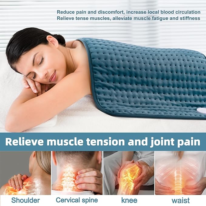 17x33 Heating Pad for Pain Relief | Ultra-Soft Microplush Fabric | 6 Adjustable Heat Settings (Moist & Dry) | Safe 2-Hour Auto Shut-Off | Perfect for Back, Neck, Shoulders | Great Gift Idea