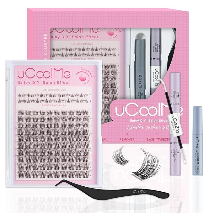 Venus Lash Clusters Kit 8-16mm with 5-6mm Bottom Lashes Wispy Natural Eyelash Clusters Kit D Curl -WideSpan DIY Eyelash Extension Kit Individual Fake Eyelashes Clusters Kit Thin Invisible Lash Band