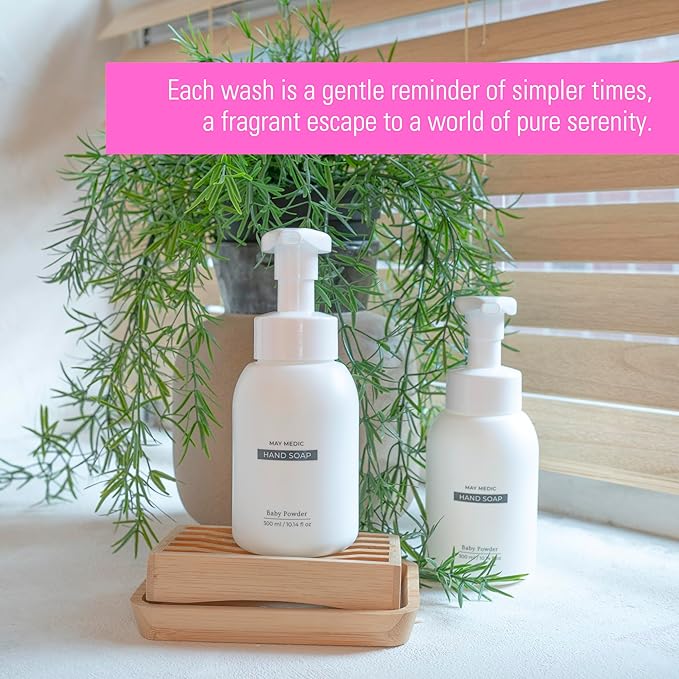 Baby Powder Double Scented Foaming Hand Soap, Moisturizing Foam with Fig and Pomegranate Extract, Vegan Wash for Bathroom and Kitchen, 10.14 fl oz (1)