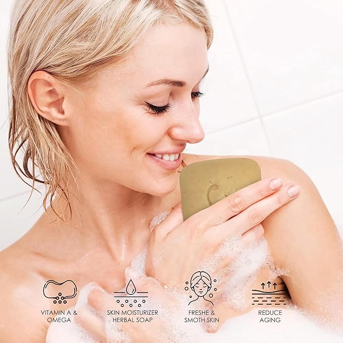 Turmeric Herbal Soap | Pack of 6 of 5oz soap Bar | Natural Bar Soap for Face and Body | Hydrating and Nourishing | Suitable for Men and Women