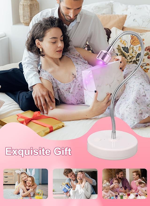 Zunate LED Light, 3W Gel Polish Drying Lamp, Flash Cure Light with Gooseneck, Gel Polish Dryer Lamp, Curing Lamp for Fluorescent Paint, Gel Nail