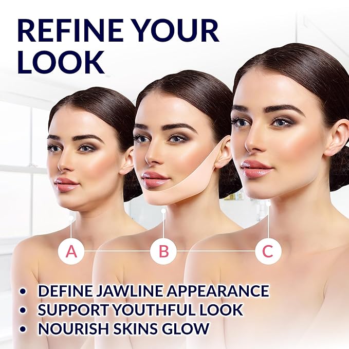 Stylia V-Line Lifting Collagen Face Mask with Hyaluronic Acid & Aloe Vera - Spa Quality Chin Strap - Jawline Shaper Collagen Mask - Face Masks Skincare - Chin Strap for Sleeping - 5PC