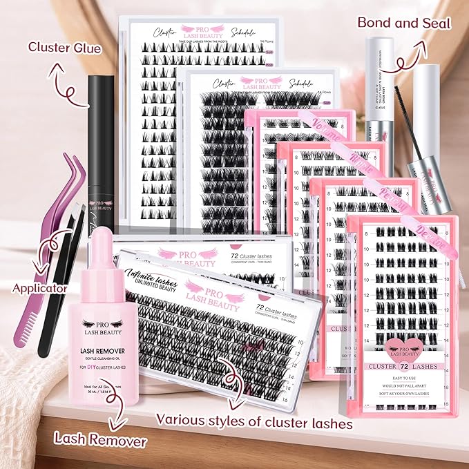 Cluster Lashes, 72 Pcs Individual Lashes, Lash Clusters DIY Eyelash Extension, Super Thin Band Reusable Soft & Comfortable (Ripple-D-12mm)