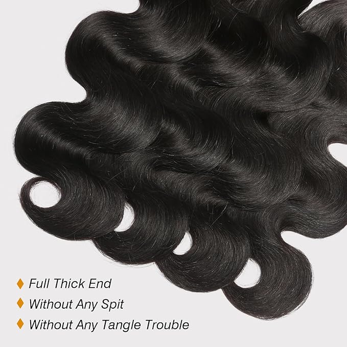 12A Body Wave Bundles Human Hair 28 30 32 Inch 100% Unprocessed Brazilian Virgin Hair 3 Bundles Human Hair Body Wave Quick Weave Bundles Real Human Hair Extensions Natural Black