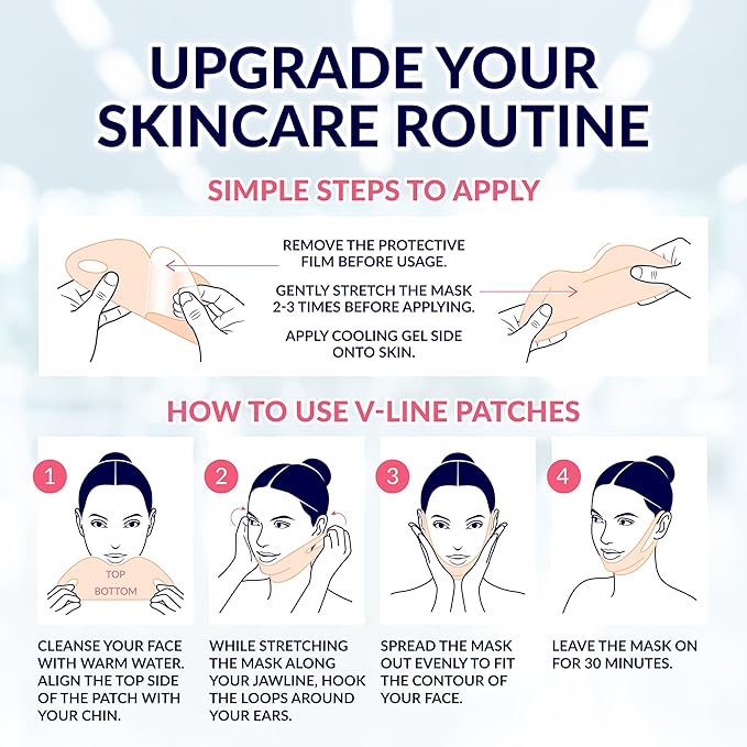 Stylia V-Line Lifting Collagen Face Mask with Hyaluronic Acid & Aloe Vera - Spa Quality Chin Strap - Jawline Shaper Collagen Mask - Face Masks Skincare - Chin Strap for Sleeping - 5PC