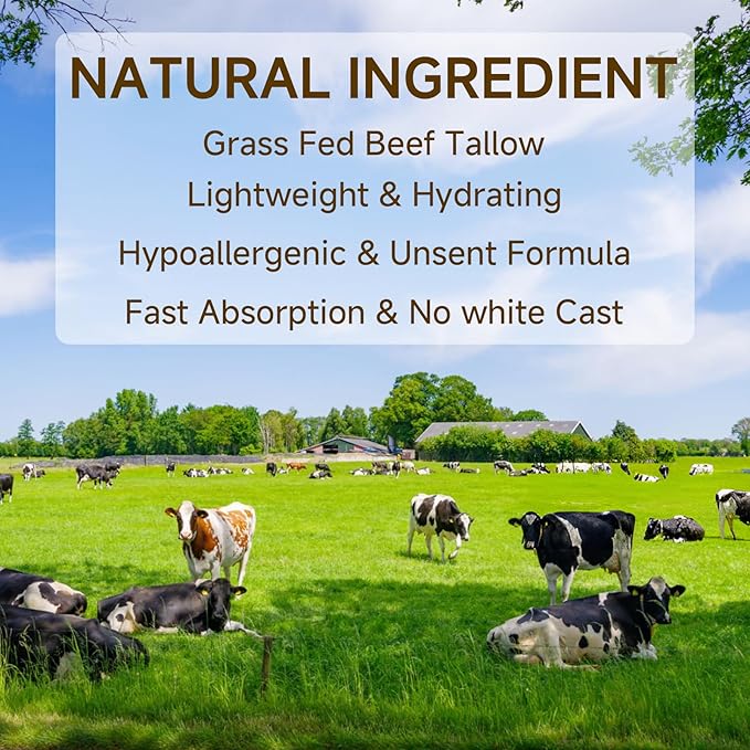 Tallow Sunscreen, Sunscreen for Face, SPF30 Natural Reef Safe Face Body Beef Tallow Sunblock, Non Greasy Clean Travel Sun Screen Sunblock for Summer Outdoor Travel, 2.46 OZ