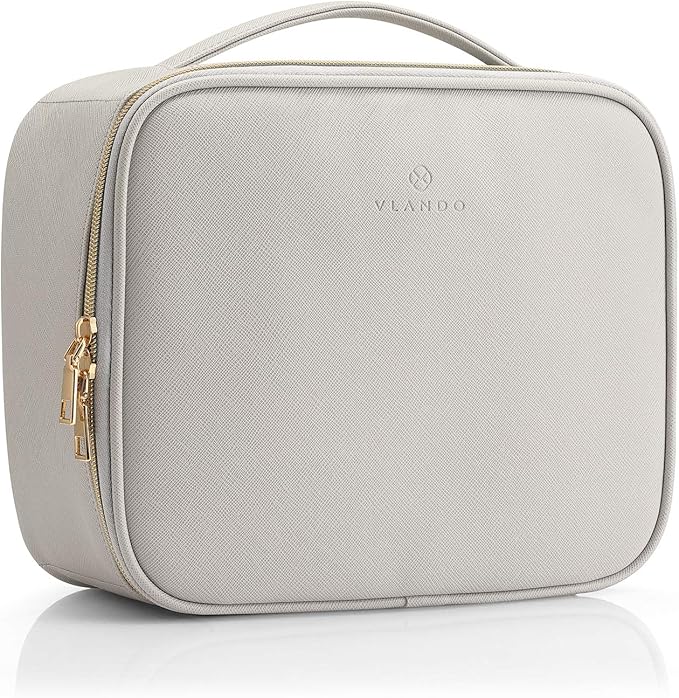 Vlando Toiletry Bag, Large Wash Bag, Travel Cosmetic Make-up Bag, Multi-compartment with Dividers for Cosmetics Makeup Brushes Toiletry Jewelry Accessories, Grey