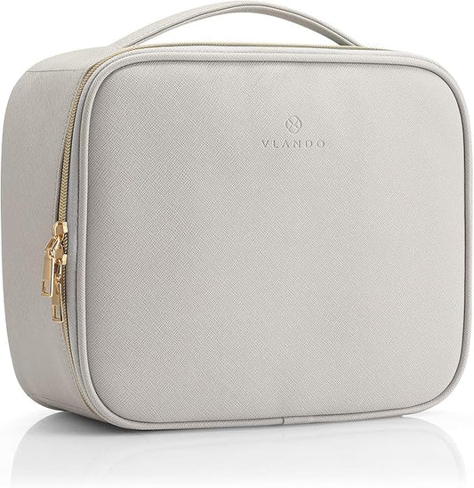 Vlando Toiletry Bag, Large Wash Bag, Travel Cosmetic Make-up Bag, Multi-compartment with Dividers for Cosmetics Makeup Brushes Toiletry Jewelry Accessories, Grey