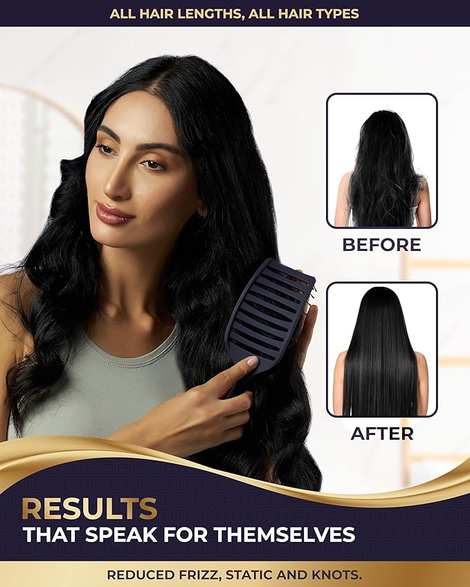 Vented Brush for Blow Drying, Shower & Thick, Coily or Straight Hair | Detangling Brush with Curved Vents & Wide Frame (Empowered Purple)