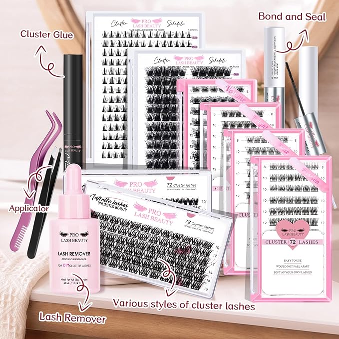 Cluster Lashes, 72 Pcs Individual Lashes, Lash Clusters DIY Eyelash Extension, Super Thin Band Reusable Soft & Comfortable (Passion-D-10mm)